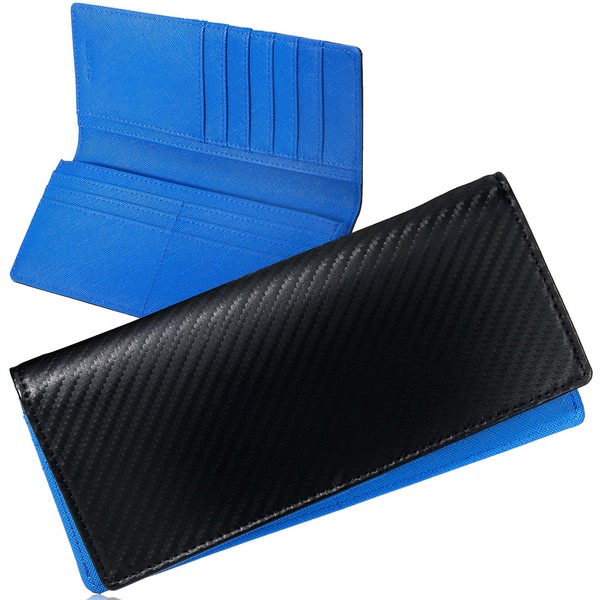 Grevio Men's Carbon Leather Long Wallet Coin Purse YKK Zipper