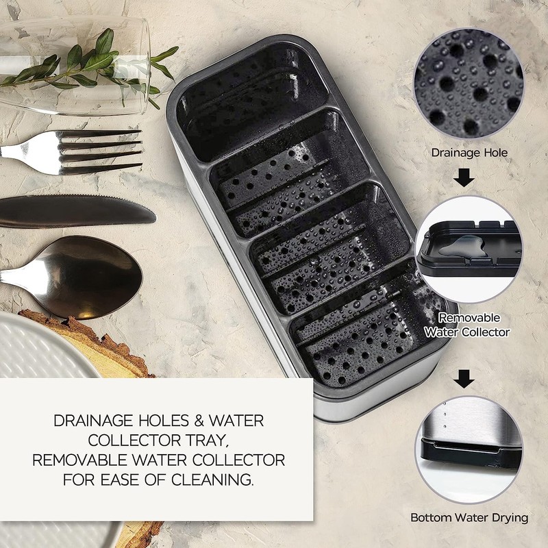 FIZZYBERRIES Kitchen Cutlery Holder Utensil Storage Organizer – Stainless Steel
