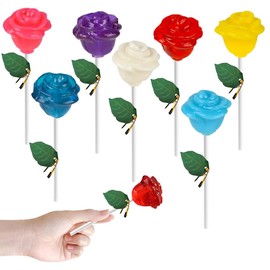Fruidles Charming Roses Lollipops, Large Lollipop Sucker, Mixed Fruit Flavor, Individually Wrapped, 34g (Pack of 6)