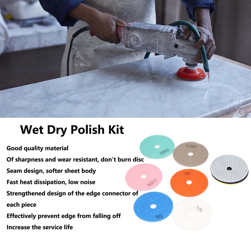 7Pcs Diamond Polishing Pads Wet Dry Polish Kit Grit 1Pc