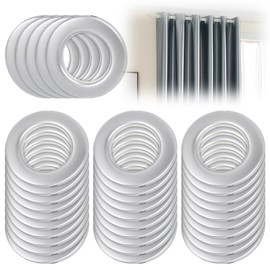 Curtain Grommets, 35Pcs Curtain Eyelet Rings, Inner Diameter 43mm Round Plastic Rings Clips for Window Shower Locker Room Door Curtains Matte (Silver)