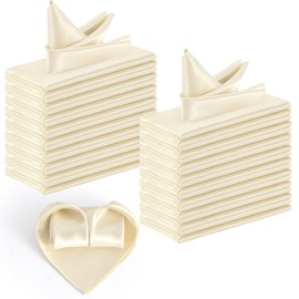 36 PCS Satin Napkins 17 Inch Square Table Napkins, Silky Soft Dinner Napkins Decorative Cloth Napkins for Wedding Baby Shower Birthday Party Table Setting, Ivory
