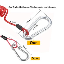 4Pcs Breakaway Trailer Cable, Trailer Brake Cable, RV Stainless Steel Spring Towing Coiled Wire, Heavy Duty Steel Wire Extend to 4ft Coiled Safety Cables Strap for RV Towing Trailer