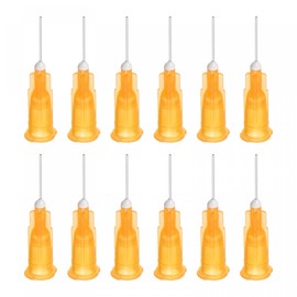sourcing map Industrial Blunt Tip Dispensing Needle with Luer Lock for Liquid Glue Gun, 25G 1/2", 20 Pcs (Orange)