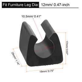 uxcell 20Pack Rectangle Shaped Non-Slip Chair Legs Tips, Fitting 10.5mm Metal Tube Legs - Plastic Furniture Protector Feet Glides for Hardwood Floors, Black