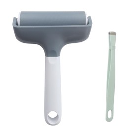 Brayer Roller Matte Tweezers Remover Tool Set 3.8 Inch Brayer Stamping Roller Tools for Cricut/Silhouette/Brother Crafting Printmaking Fabric Crafting and T-Shirts Heat Transfer Projects (Grey)