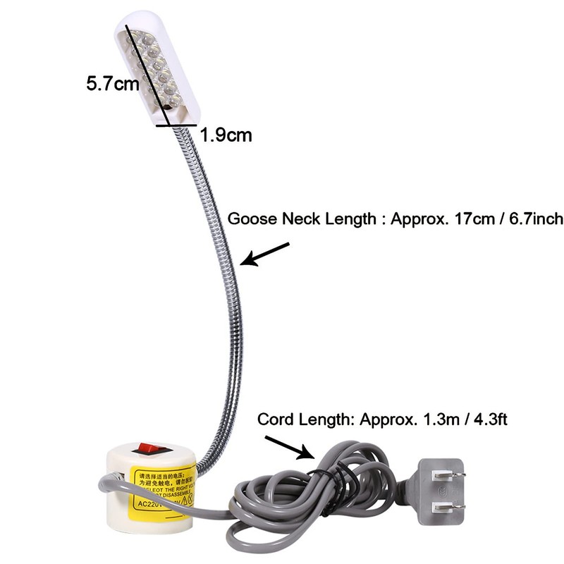 Sewing Machine Light, 12 LED Sewing Lamp Flexible Gooseneck Working