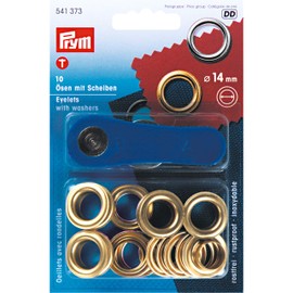 Prym 10 Eyelets with washers 14mm gold 541373