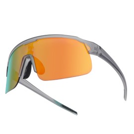 UVTQSSP Cycling Glasses, Ultralight Unisex Sports Glasses, TR 90 Unbreakable Frameless Polarised Windproof Outdoor UV400 Protection Sports Sunglasses, Grey Frame/Orange Lens