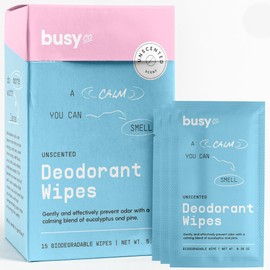 Calm Line Deodorant Wipes - 15ct Unscented Deodorant for Women w/Zinc, Prebiotics & Papaya - Individually Wrapped - Sweat Wipes for Gentle Brightening, Odor Control & Cleansing