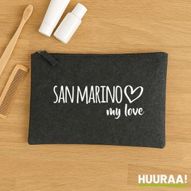 Huuraa San Marino My Love Wash Bag 1 Litre Charcoal Felt San Marino Gift Idea