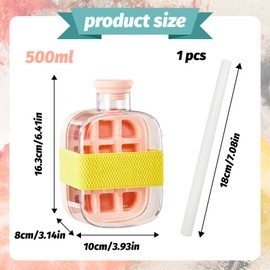 SilverChry Ice Cube Tray, Ice Cube Bottle with Straw, 2-in-1 Design, Ice Cube Tray with Lid and Container, Icebreaker Ice Cube Tray, Water Bottle, Ice Cube Bottle 500 ml for Juices, Drinks