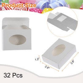 sourcing map 32Pcs Soap Packaging Boxes 2.8x3.8x1.2 Inch Kraft Soap Box with Window Mini Soap Present Treat Gift Box for Bakery Candy Packaging Jewelry Display (Oval, White)