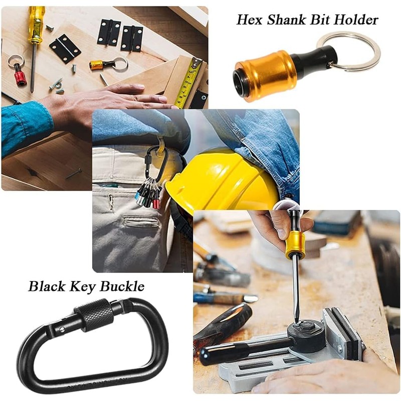 Bit Holder Key Chain, 6Pcs 1/4 Hex Shank Screwdriver Impact