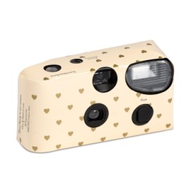 Weddingstar Disposable Camera with Flash - Single Use 35mm Film Camera for Wedding or Party Favors - Gold Hearts