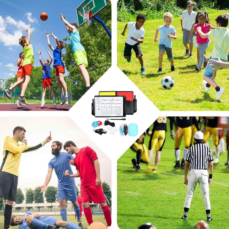 MOYWYCNO 2 Piece Football Referee Set with Red, Yellow Card,