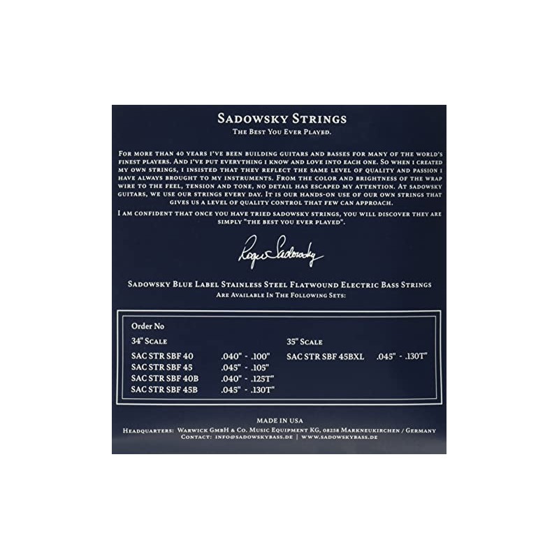 Blue Label Base Strings, Stainless Steel, 5 Strings, Flat Wound,