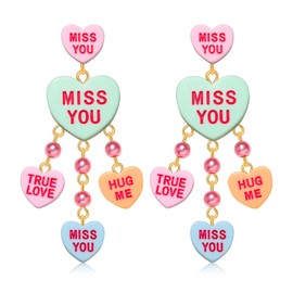 NLCAC Valentines Earrings for Women Candy Heart Earrings Statement Drop Dangle Earrings Valentines Day Gifts for Her (Style C)
