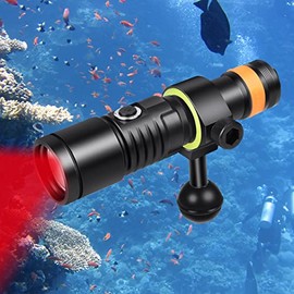ORCATORCH D530V Red LED Dive Light 160 Lumen Scuba Diving Video Light 70 Degrees Wide Beam Angle, Underwater 150 Meters Diving Photography Light with Safety Lock Function and Battery Power Indicator