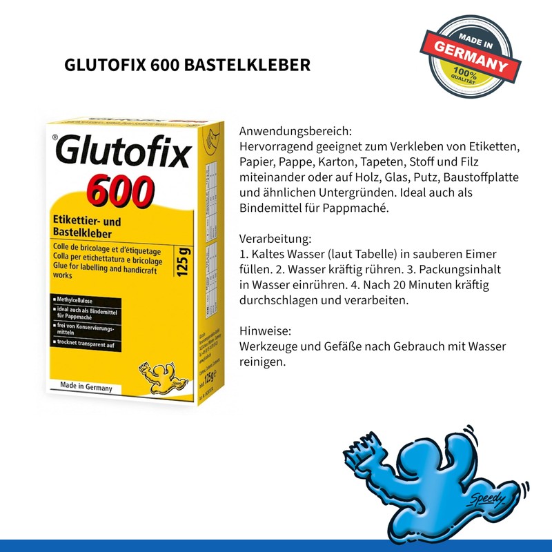 Glutolin Glutofix 600 – Colla trasparente per etichette e lavoretti,