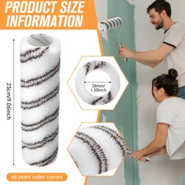 Gandeer 24 Pack Paint Roller Covers 9 x 1/2 Inch Microfiber Paint Roller Covers Large Polyester Naps for Painting Walls Ceilings Home Painting Supplies (Brown,White)