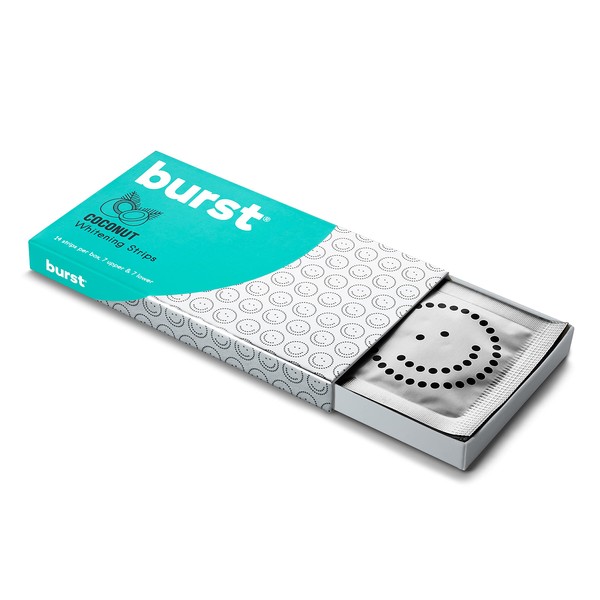 BURST Teeth Whitening Strips with Soothing Coconut Oil for Sensitivity, Gentle on Gums, Deep Stain Removal, Enamel Safe, No Chemical Taste, Works in 15 Minutes, Fast Results, 7 Treatments