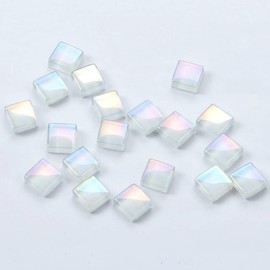 BestTeam Mixed Color Crystal Mosaic Tiles,200pcs/bag Square Glass Mosaic Tiles for DIY Crafts Supplier Laser Crystall Mosaic Tile Creative Art Material (White)