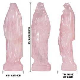 Nupuyai 3.7" Virgin Mary and Christ Child Rose Quartz Crystal Statue, Holy Virgin Mary and Christ Jesus Figurine Hand Carved Stone Pocket Statue Good Luck Home Office Car Decor