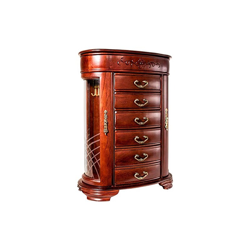 Hives and Honey Patricia Etched Glass Mahogany Jewelry Chest Jewelry