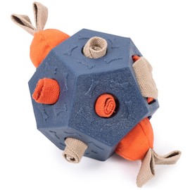 DogLemi Dog Snuffle Ball - Upgrade Ball Interactive Puzzle Dog Toys, Foraging Truffle Pads Puppy Snack Dispenser Slow Feeder Suitable for Any Size Pet with Squeaky Carrot Toys (Blue)