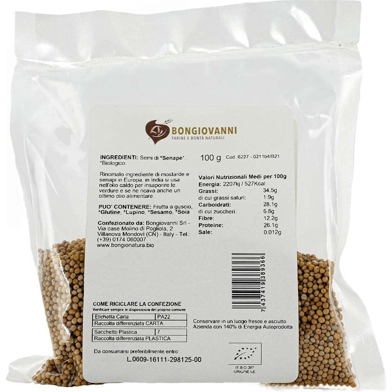 BONGIOVANNI FARINE E BONTA' NATURALI Senape gialla (semi) 100g BIO