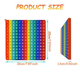 Rainbow Pop Fidget Math Learning Toy, Multiplication Table Educational Game, 12x12 Square