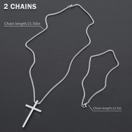 LeapoFaith Cross Pendant for Car Rearview Mirror Charm Accessories Ornament Truck Jesus Crucifix Cross Necklace Stainless Steel Lord's Prayer Necklace Bible Verse Jewelry for Men (Silver)