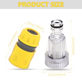 2 Pcs Pressure Washer Hose Fittings,3/4 Inch Garden Hose Connector,Plastic Pressure Washer Inlet Filter,Pressure Washer Gun Adapter for Garden Home