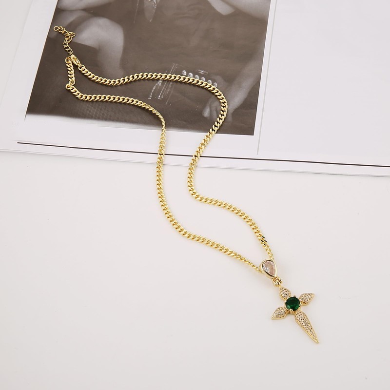 HZMAN 14K Gold Plated Necklace for Women Dainty Cubic Zirconia