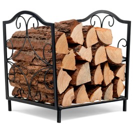 IRONMAX Firewood Rack, 15’’ Fireplace Wood Storage Stand w/Anti-slip Footpad for Indoor and Outdoor, Heavy Duty Steel Fire Log Stacker Holder for Stove Fire Pit Fireplace