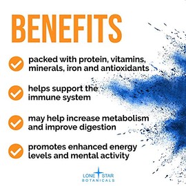 Lone Star Botanicals Espirulina Azul Orgánica En Polvo, 120 Porciones 100 Puro Superalimento Algas Azul-Verdes, Colorante Alimenticio Natural Para... 
