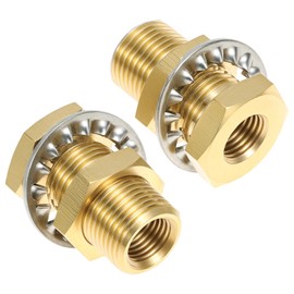 QWORK 1/4 Bulkhead Brass Pipe Fitting Anchor Coupling, 4 Pcs 1/4" NPT Thread, 1,200 PSI Tank Fitting Frame Hose Connector