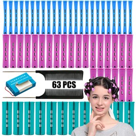62 Pcs Hair Perm Rods Set 3 Sizes Plastic Hair Cold Wave Rods Hair Roller Curler Perm Rods for long hair Perming Rods Hair Curlers for Short Hair with 2 Steel Pintail Comb and 350 Pcs Perm Paper