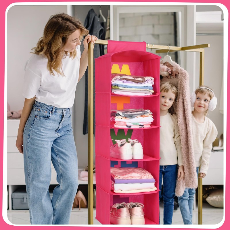 Hahafelt 2 Pcs 5 Shelf Weekly Clothes Organizer for Kids
