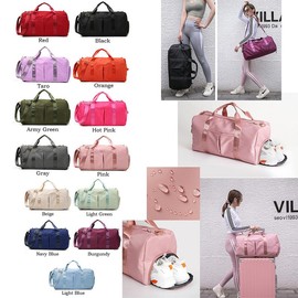 US Sports Gym Travel Duffel Bag Wet Pocket Shoes Compartment Swim Yoga Training - Color: Light Blue