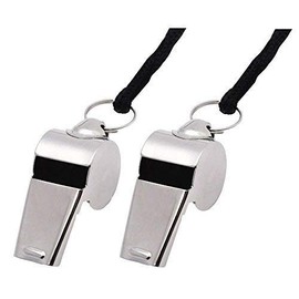 2 x Stainless Steel Sports Training Referee Whistle with Lanyard