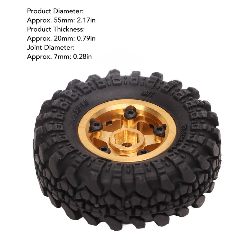 1 Inch RC Tires Brass Wheel Hub Rubber RC Car