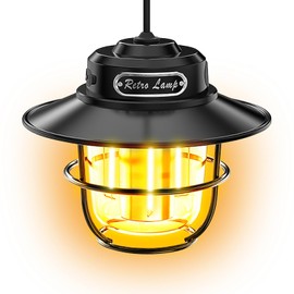 LED Campinglampe, Tragbar Campingleuchte Aufladbar, USB Zeltlampe zum Aufhängen, Stufenlos Dimmbar 1300-6500K, Retro Hängelampe, Camping Lampen IPX4 Wasserdichte, für Stromausfall, Angeln, Notfal