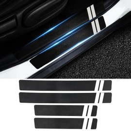 FT FUNTOR 4 x carbon fibre patterned car door sill protection, universal (4 pieces)