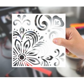 GSS Designs Pack of 4 Stencils Set (6x6 Inch) Laser Cut Painting Stencil Floor Wall Tile Fabric Wood Stencils -Reusable Template (SL-006)