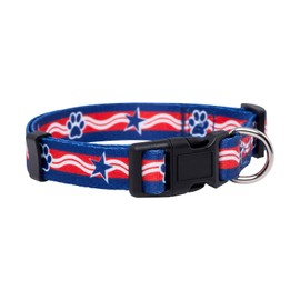 Native Pup American Flag Dog Collar- Red White and Blue- Patriotic Collars for 4th of July, USA- Adjustable Small, Medium, Large Breed Dogs (Large, Paws)