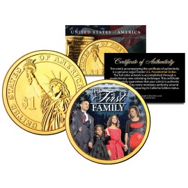 BARACK OBAMA Entire FIRST FAMILY Presidential $1 Dollar 24K Gold Plated US Coin