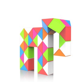 ROXENDA Magic Snake with 48 Segments, Magic Snake Cube Twist Puzzle - 3D Puzzles Games Fidget Snake Toy Christmas Stocking Fillers for Kids and Adults - 1 Pack (Rainbow)