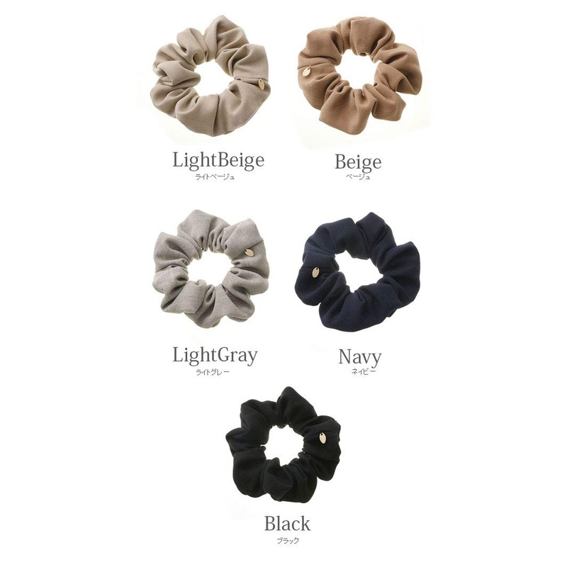 VINGTAINE HS-149-LGY- Basic Color, Scrunchie, Plain, Office, Work, Classic, Petite